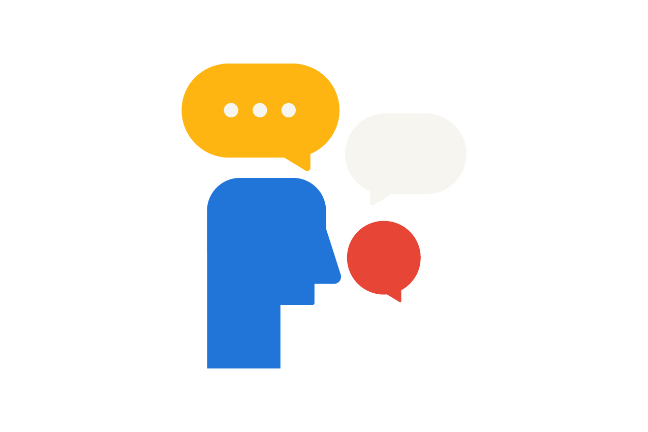 illustration representing someone having a conversation