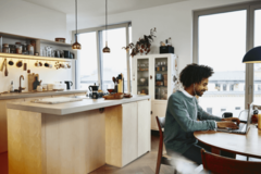 man working from home