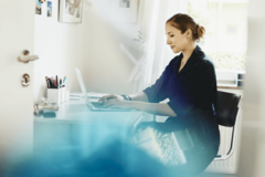 woman working remotely