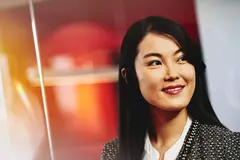 Close up - Smiling female looking away 
