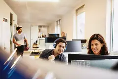 male and female having a conversation

