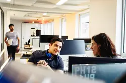 male and female having a conversation
