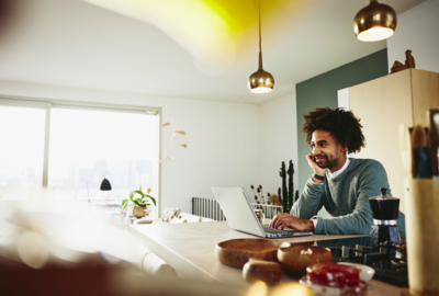 man smiling at home