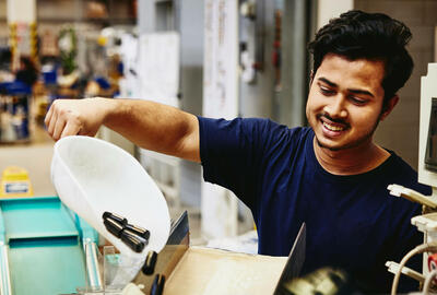 Man working on a manufacturing site.