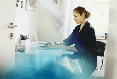 woman working remotely