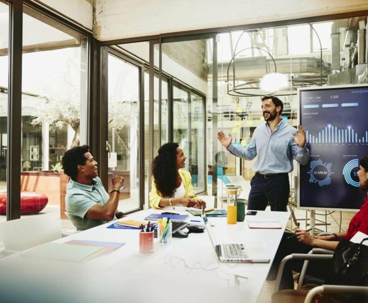 Man doing a presentation to his colleague